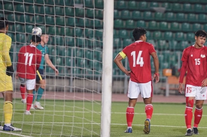 Ekspresi pemain Timnas Indonesia U-23 setelah Australia mencetak gol. (Dok.PSSI)
